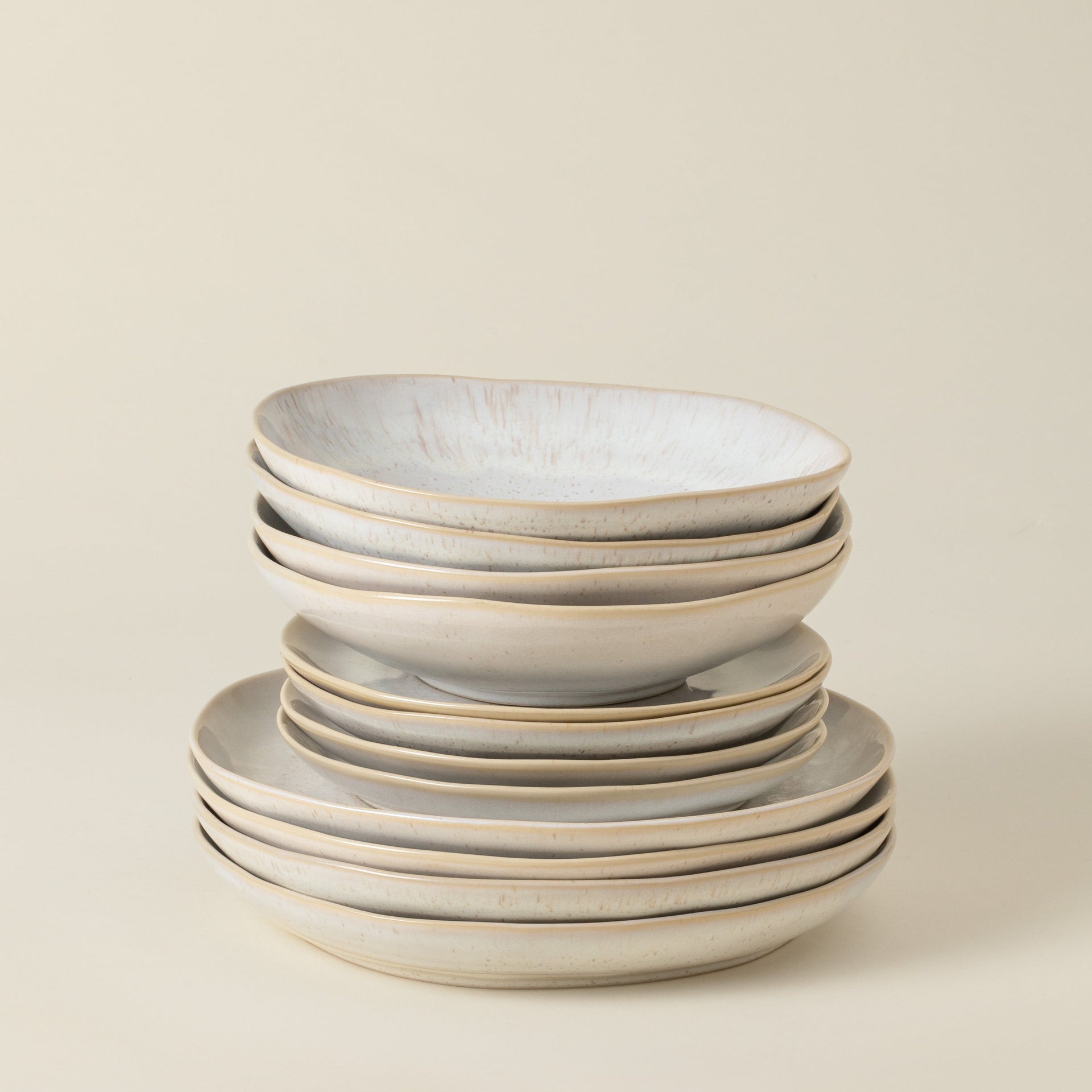 12-Piece Dinnerware Set with Soup/Pasta Bowl Eivissa, Casafina by COSTA NOVA - Sand Beige