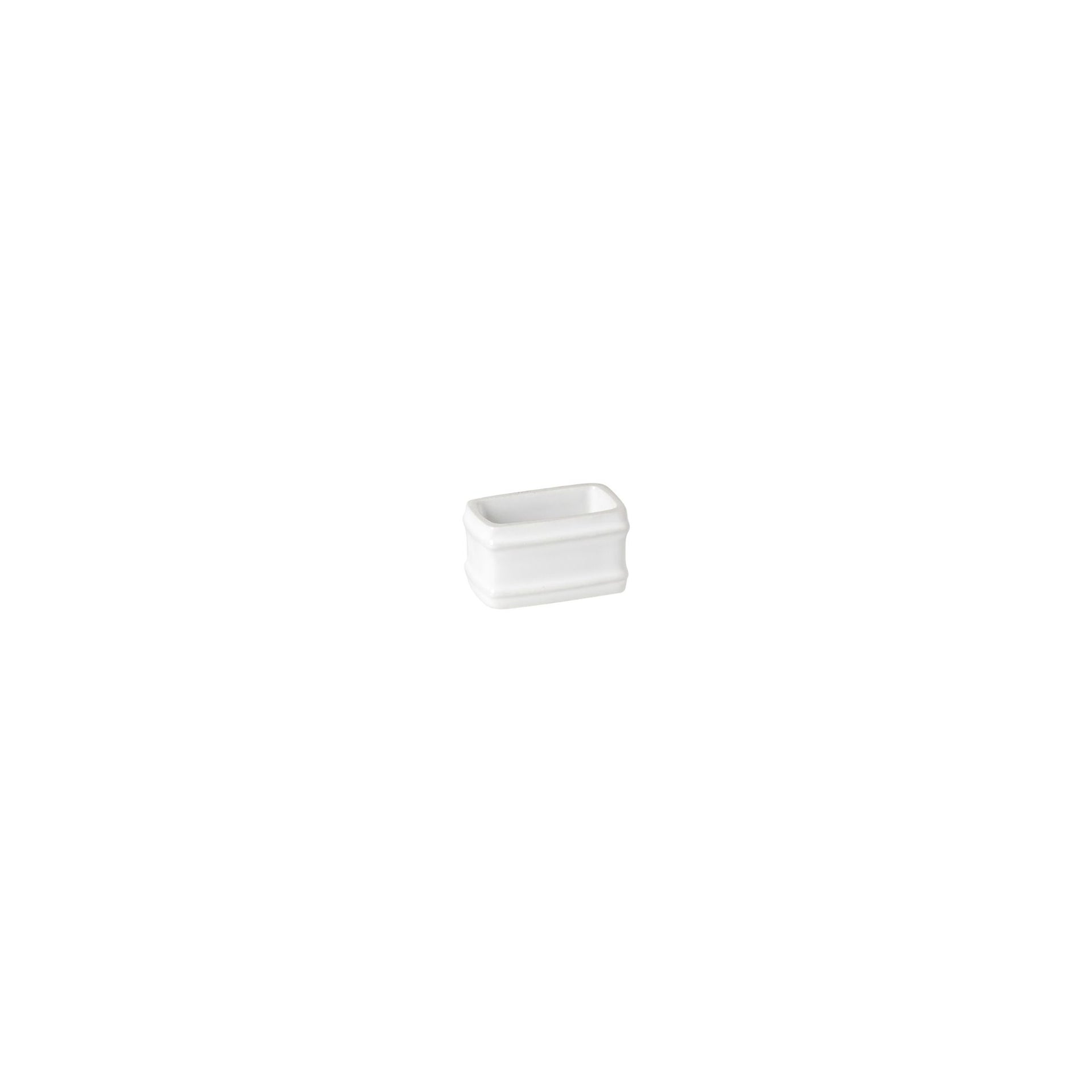 Set 4 Rectangular Ceramic Napkin Rings Friso - White