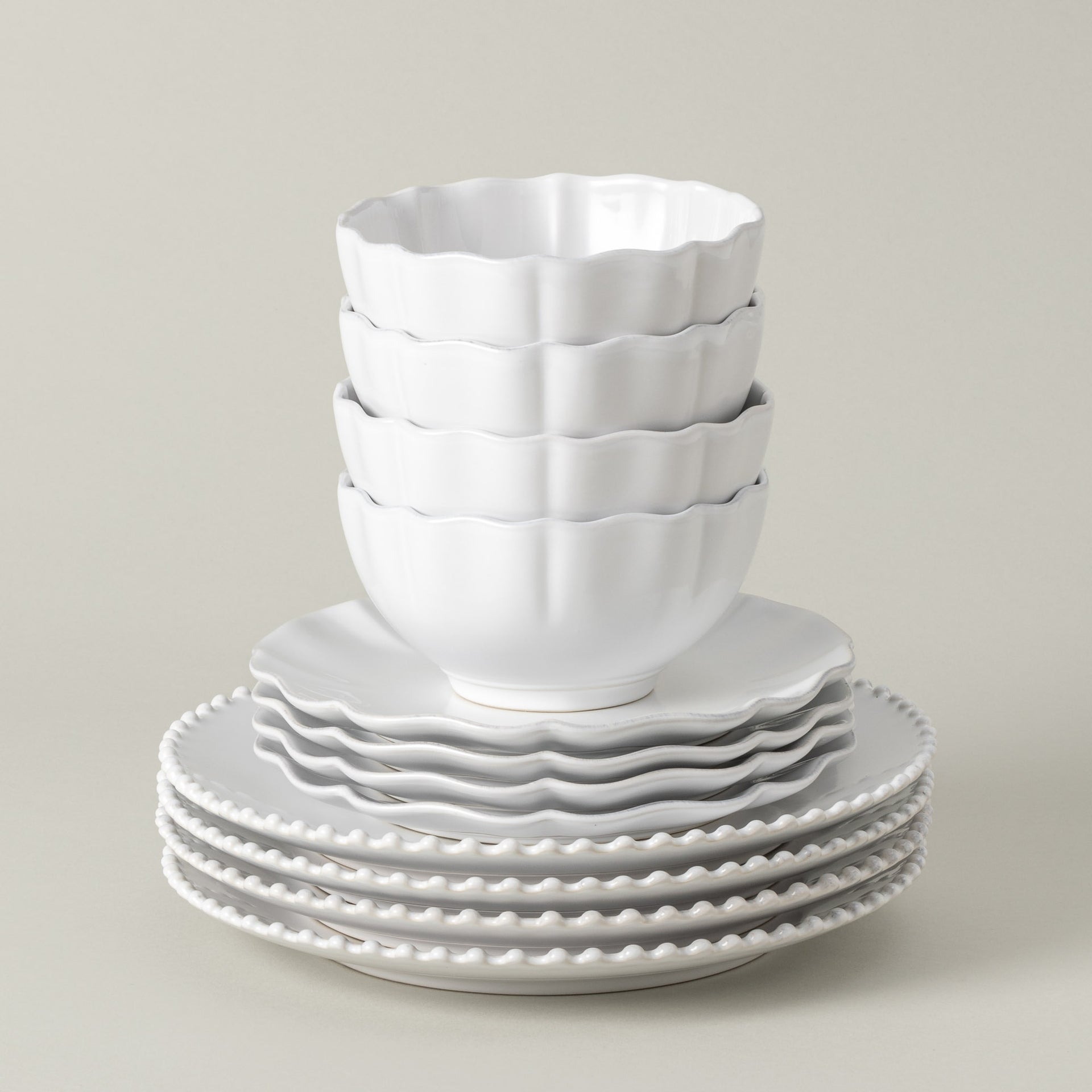 12-Piece Dinnerware Set with Bowl Pearl | Rosa - White