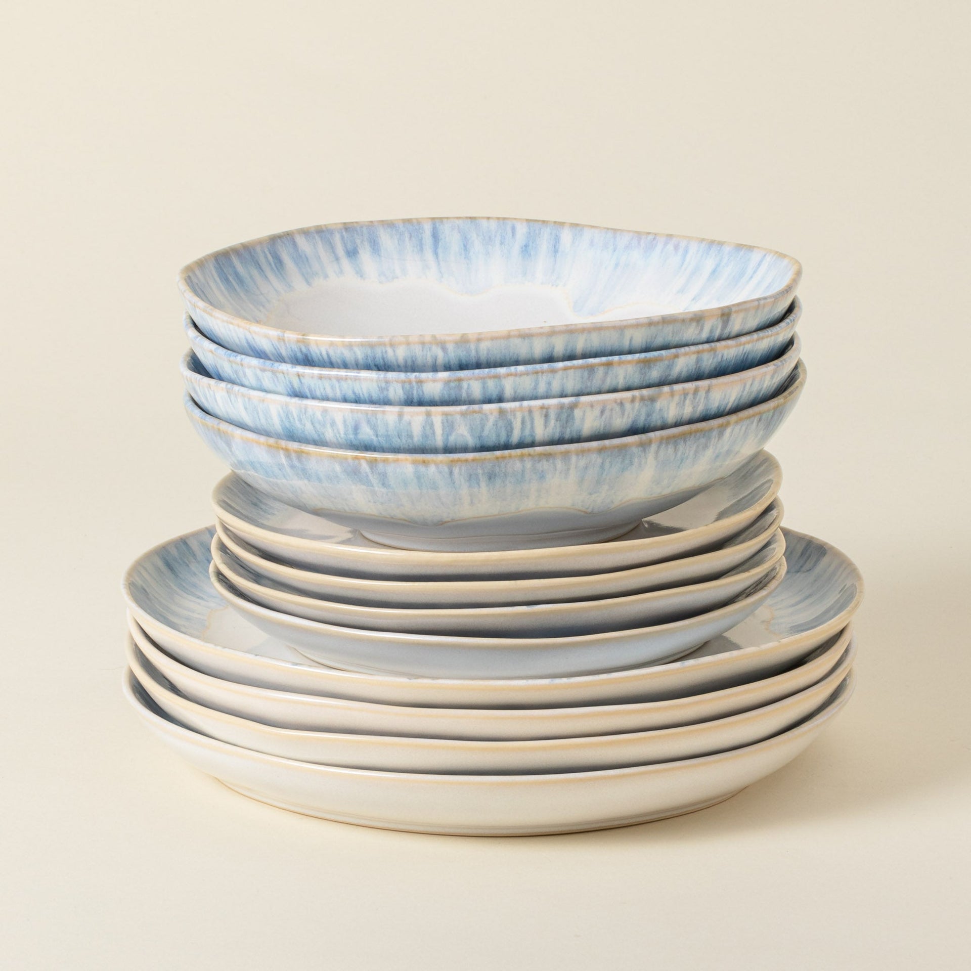 12-Piece Dinnerware Set with Soup/Pasta Bowl Brisa - Ria Blue