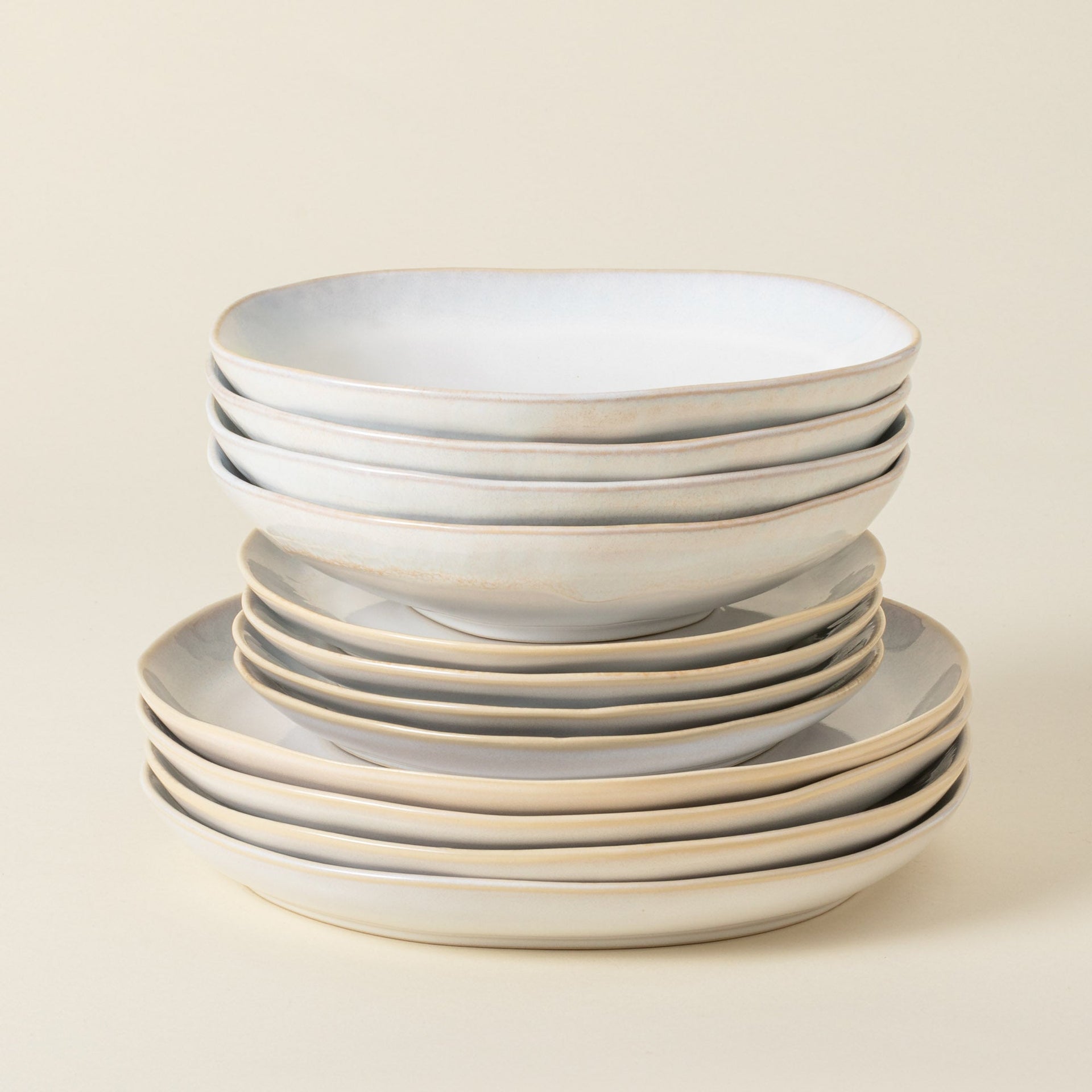 12-Piece Dinnerware Set with Soup/Pasta Bowl Brisa - Salt White