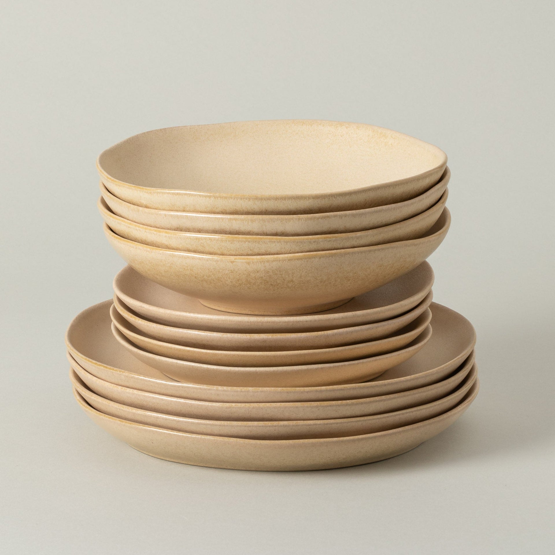 12-Piece Dinnerware Set with Soup/Pasta Bowl - Livia, Champagne Yellow
