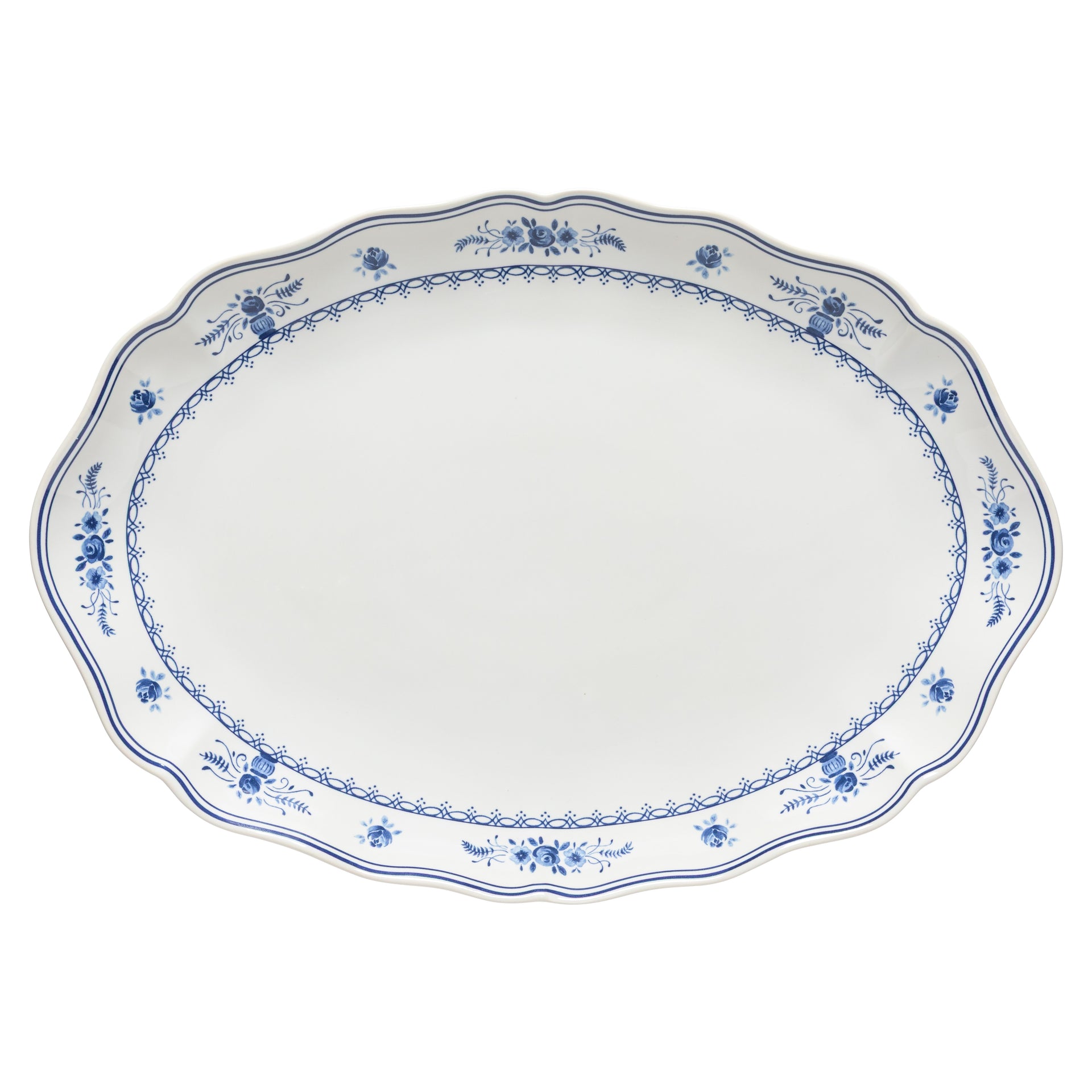 Large Oval Platter Vila - White-Blue