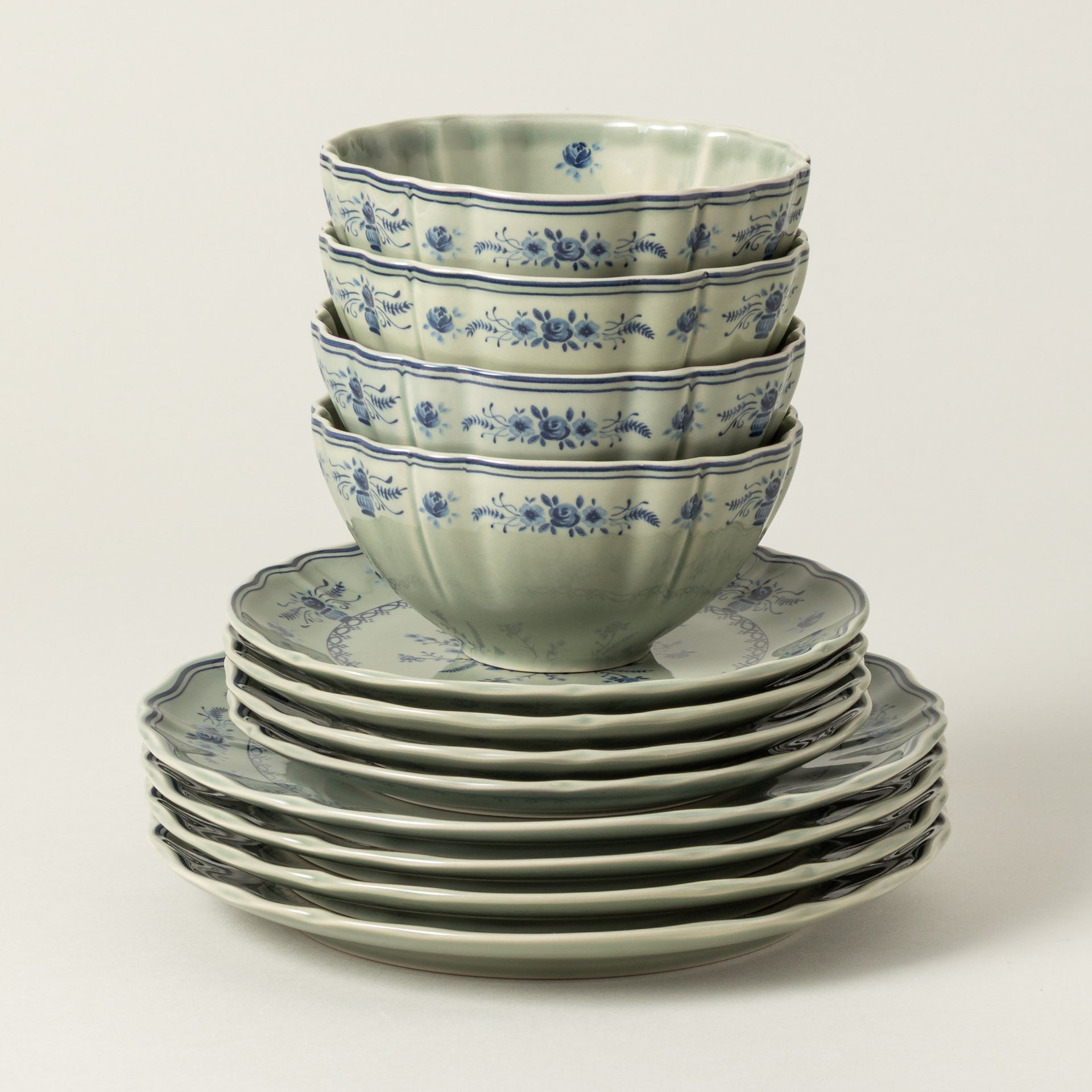 12-Piece Dinnerware Set with Bowl Vila - Olive-Blue